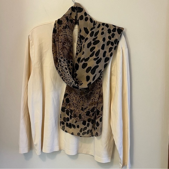 Silky Scarf Animal Block Print Tan Brown Print 62” Long x 28” wide - Picture 8 of 8